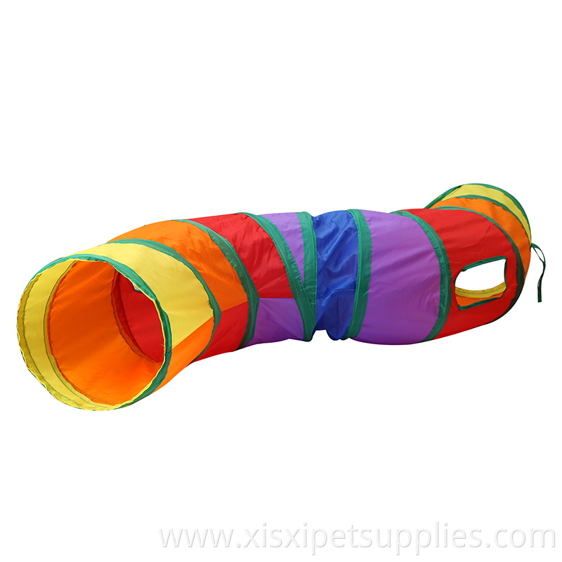 S shape rainbow color foldable tunnel cat toy
